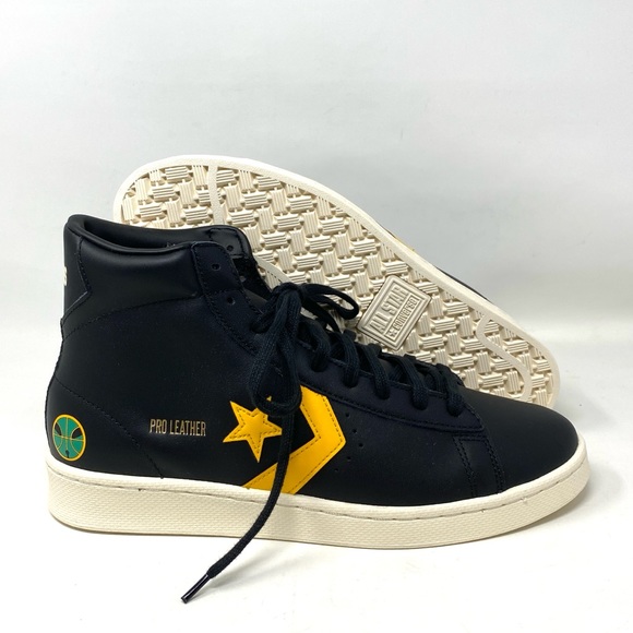 Converse High Top Casual Sneakers Pro Leather Black Yellow Men’s Sizes 171166C - Picture 2 of 8
